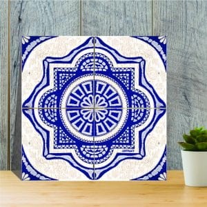 Podkladka ceramiczna Azulejos na stol pod garnek podbita korkiem kwadratowa 15cmx15cm