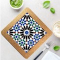 Podkładka korkowa z płytką ceramiczną z tradycyjnym portugalskim wzorem azulejos duza kwadratowa 20cm x 20cm
