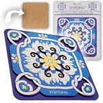 Drewniana podkładka pod gorące naczynia Portugal 3 kwadratowa 3D niebieska