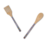 Zestaw drewniana łyżka i łopatka z ozdobną rączką wzory Portugalii  2