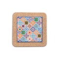Kwadratowa podkładka korkowa z płytką ceramiczną kolorowe kafelki azulejo mała 10 cm