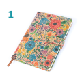 Notatnik - notes w linie z datami A5 z okładką z korka w kolorowe kwiaty