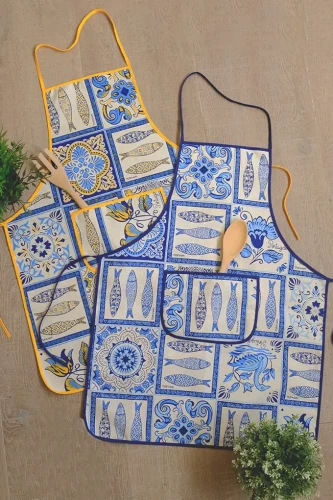 Bawełniany fartuch kuchenny unisex z kieszonką symbole Portugalii kuchnia portugalska