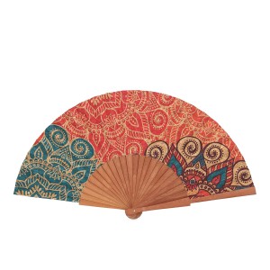 Eko wachlarz korkowy Mandala - kolorowa, duży