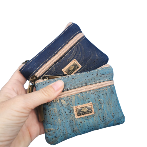 Mały wegański portfelik korkowy Azul PETA i cruelty free