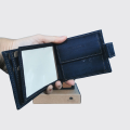 Średni wegański portfel męski Classic RFID czarny kieszeń na monety