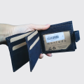 Średni wegański portfel męski Classic RFID czarny przegródki na karty