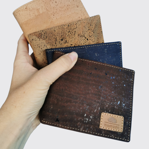 Średni wegański portfel męski Elegant RFID eko skóra korkowa