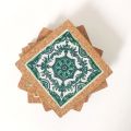 Zestaw 6 podkładek korkowych pod kubek Azulejos zielone