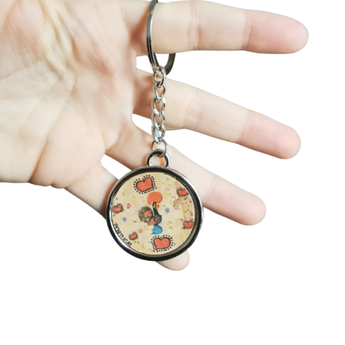 Breloczek z zawieszką Galo pokryty korkiem kogut z Barcelos