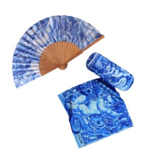 Zestaw kolekcjonerski - jedwabny wachlarz Angel i etui z Portugalii