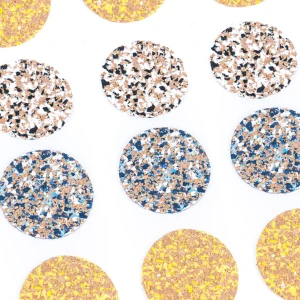 Korkowe podkładki pod kubek terrazzo - zestaw 10 szt. z recyclingu