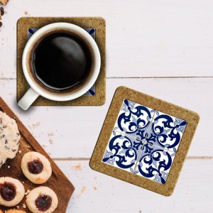 Przedsprzedaż: Mała podkładka korkowa z płytką ceramiczną Abstract 11 pod kubek 9,5 cm
