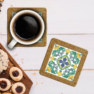 Przedsprzedaż: Mała podkładka korkowa z płytką ceramiczną Abstract 7 pod kubek 9,5 cm