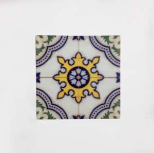 Magnes na lodówkę portugalski kafelek azulejo żółty