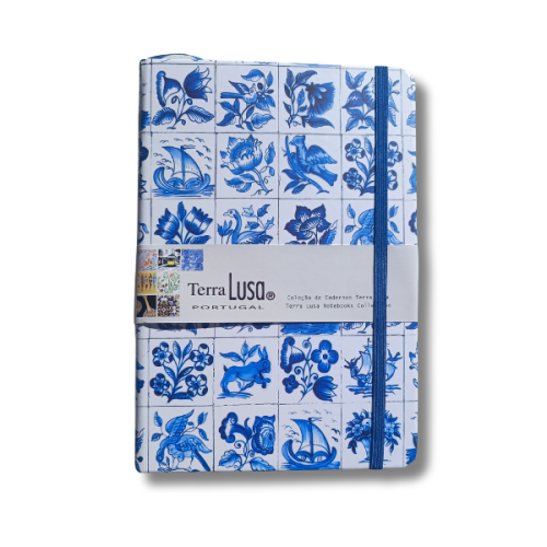 Portugalski notes A5 gładki Santa Luzia - niebiesko-biały w tradycyjne kafelki azulejo okładka